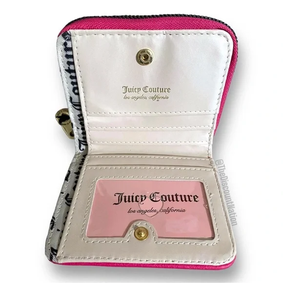 Juicy Couture HOT PINK Flash Love Mode Faux Leather Small Zip Around Wallet NWT - Picture 4 of 6